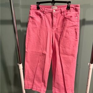 Crown and Ivy Pink Women's Jeans Wide Leg Cropped
